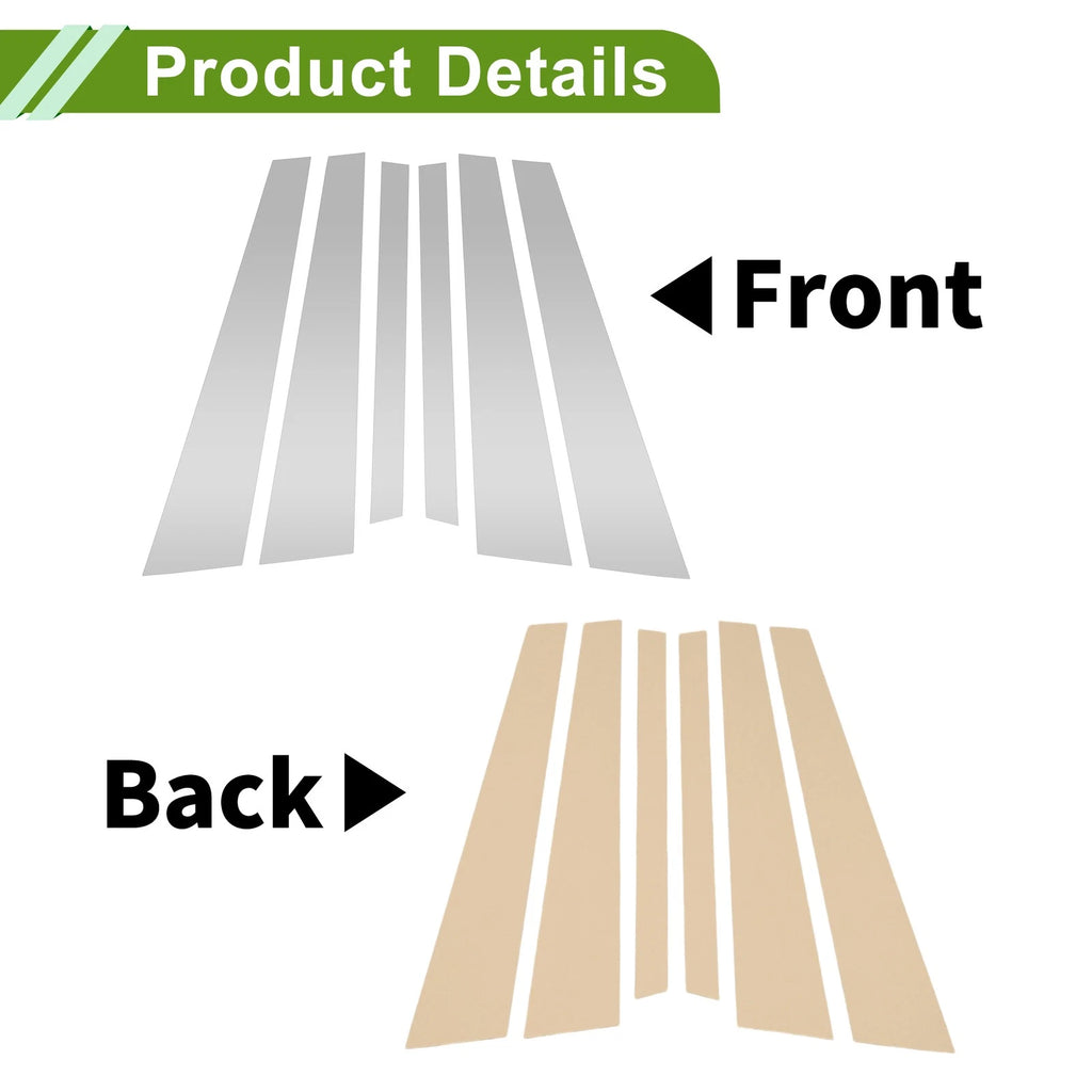 6 Pcs Door Pillar Window Trim for BMW 7-Series (1995–2001) Silver Tone