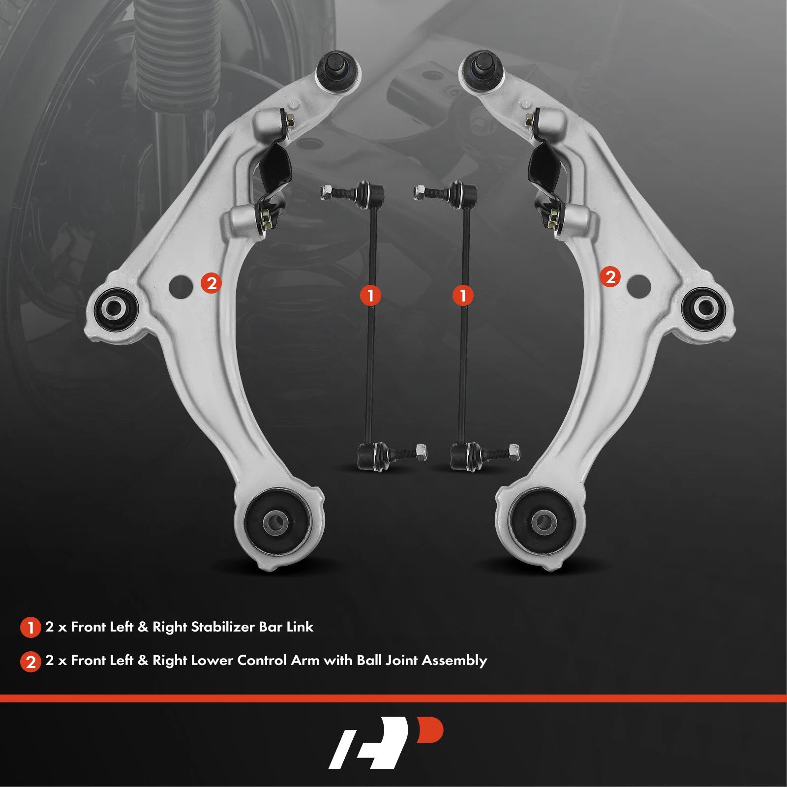 Set of 4 Front Lower Control Arm Sway Bar Links for Nissan Maxima (2009–2014)