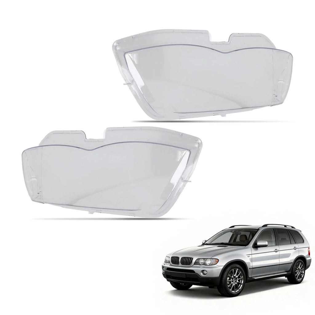 Set of 2 Headlight Lens Covers for BMW X5 E53 (2004–2006) 63117166803 63117166817