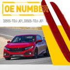 Red Lens Rear Bumper Reflector for Honda Civic Hatchback (2017–2021)