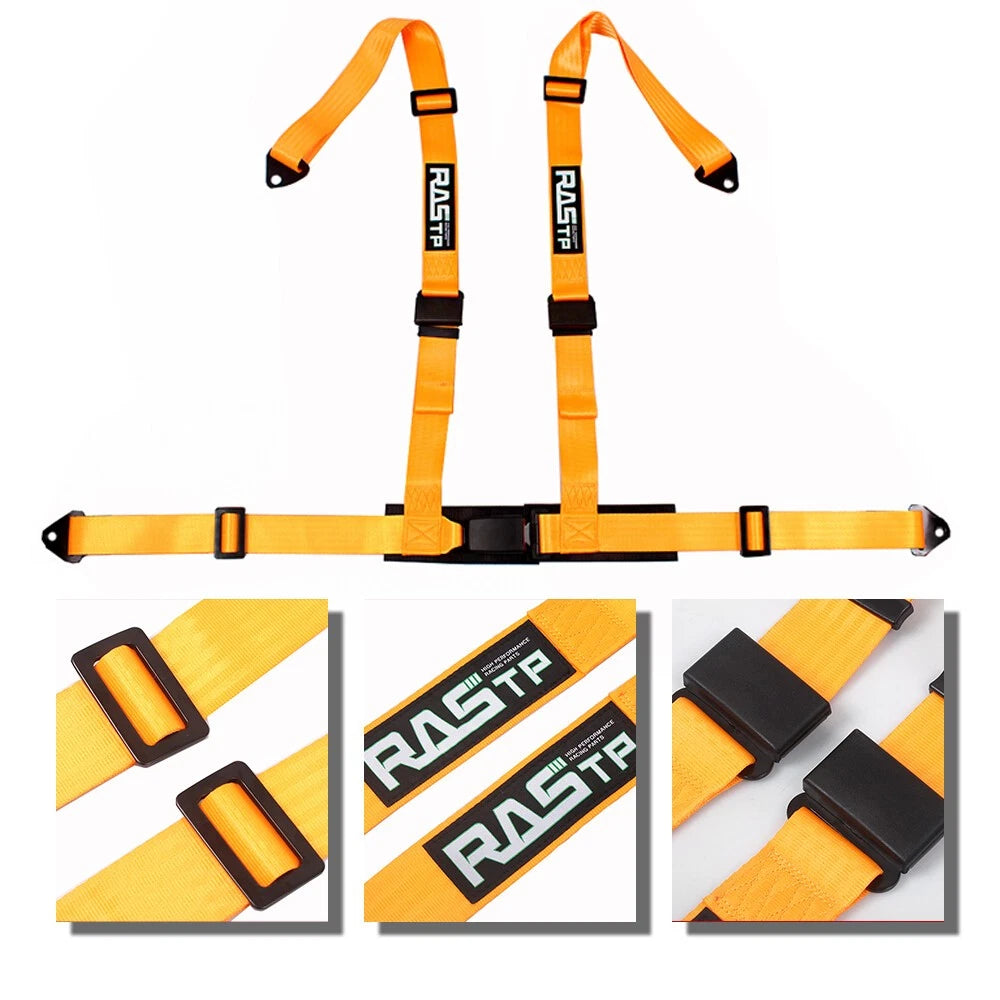 2X Orange 4 Point Racing Harness Straps for ATV UTV Go-Kart