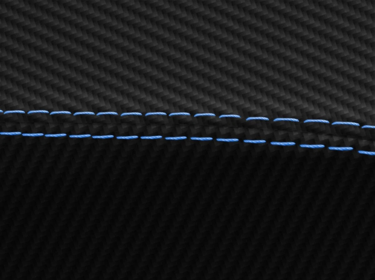 Console Lid Armrest Cover for Acura MDX (2001–2006) Carbon Fiber Blue Stitch