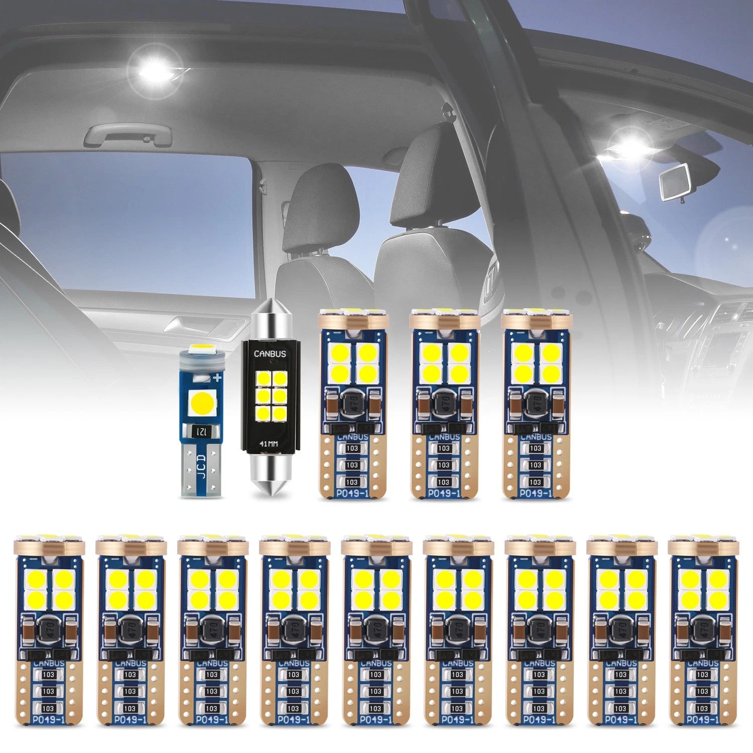 Set of 14 Interior Dome Cargo Map Light Bulbs for Toyota Sequoia (2008–2022)