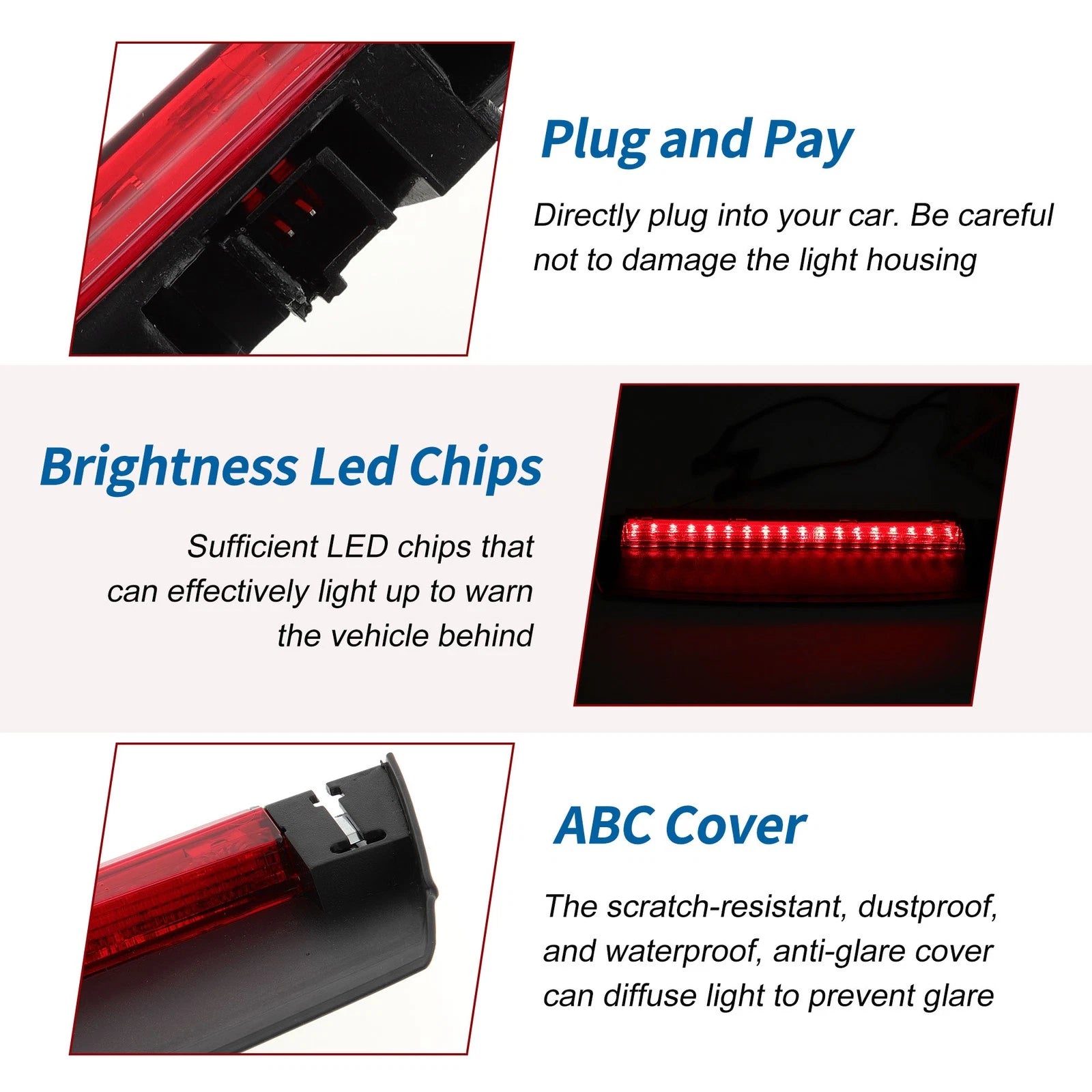 Red LED Third Brake Light for Audi A4 S4 B9 Sedan (2016–2024) No. 8WD945097