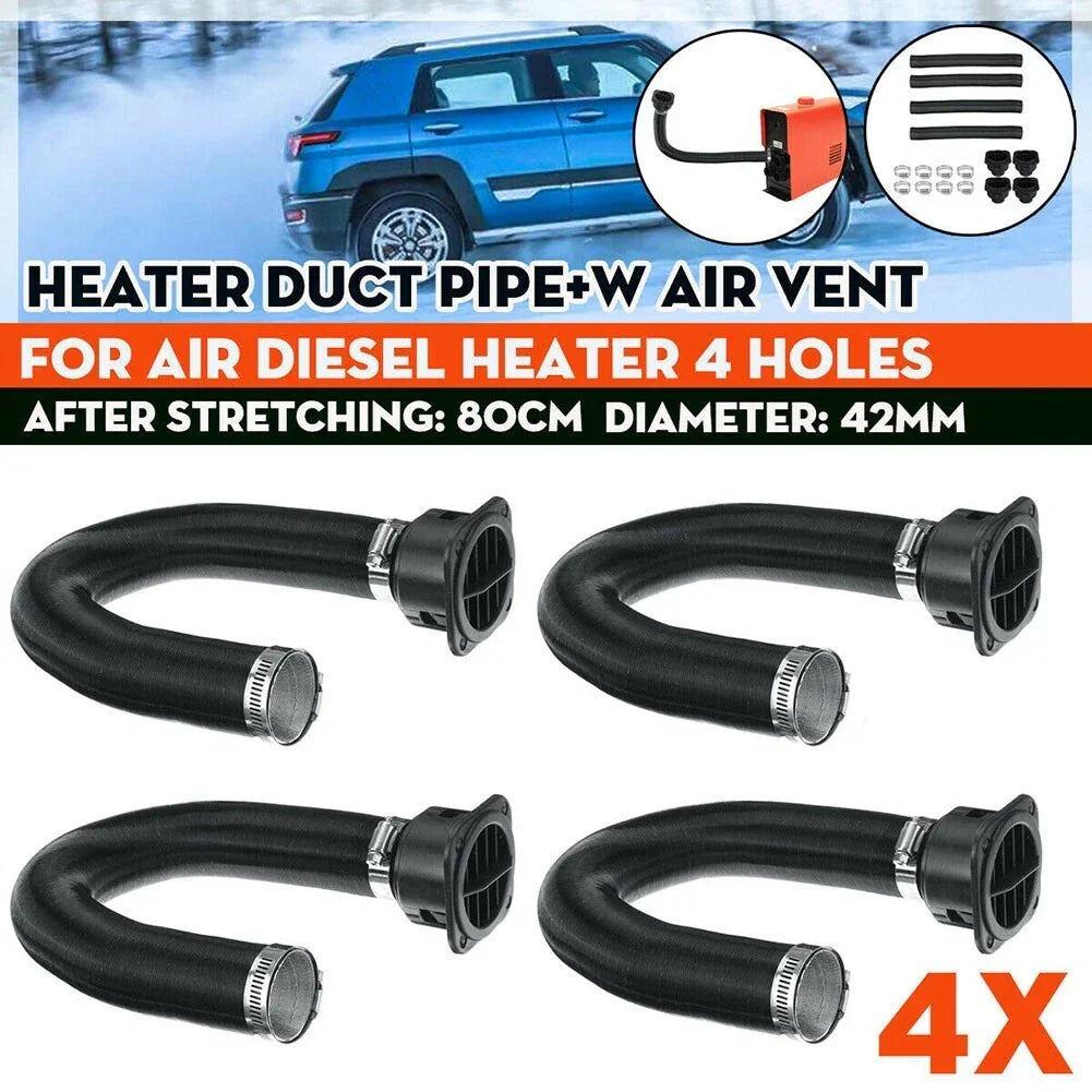 4pc 42mm Heater Duct Pipe Tube Air Vent Outlet for Diesel Heater 4-Hole Car