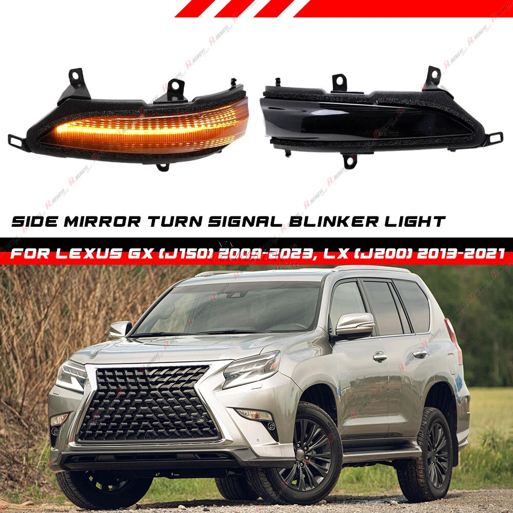 Sequential LED Side Mirror Turn Signal Light for Lexus GX (2009–2023), LX (2013–2021)