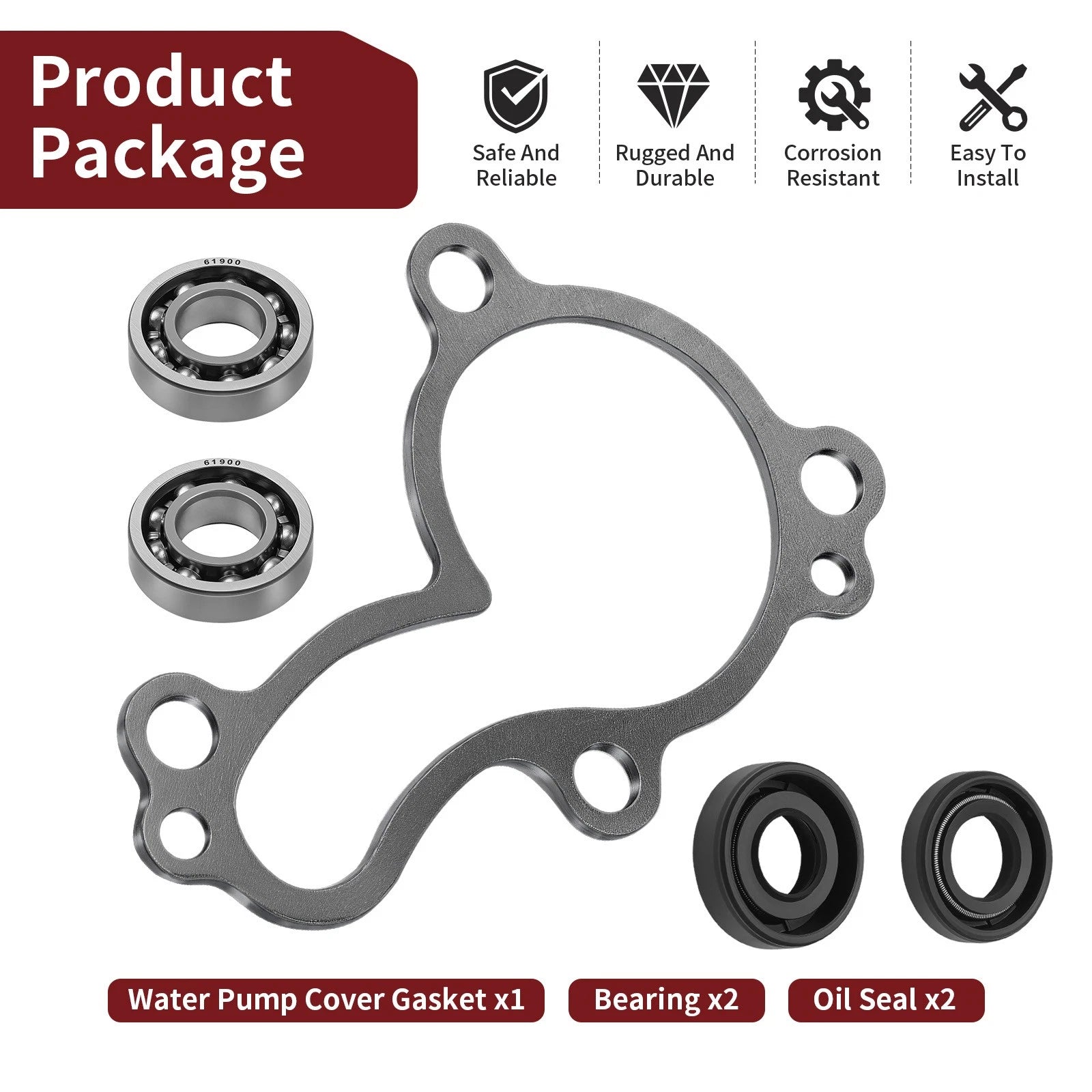 Water Pump Rebuild Kit & Bearing for Kawasaki KLX450R (2008–2019) KX450F (2006–2015)