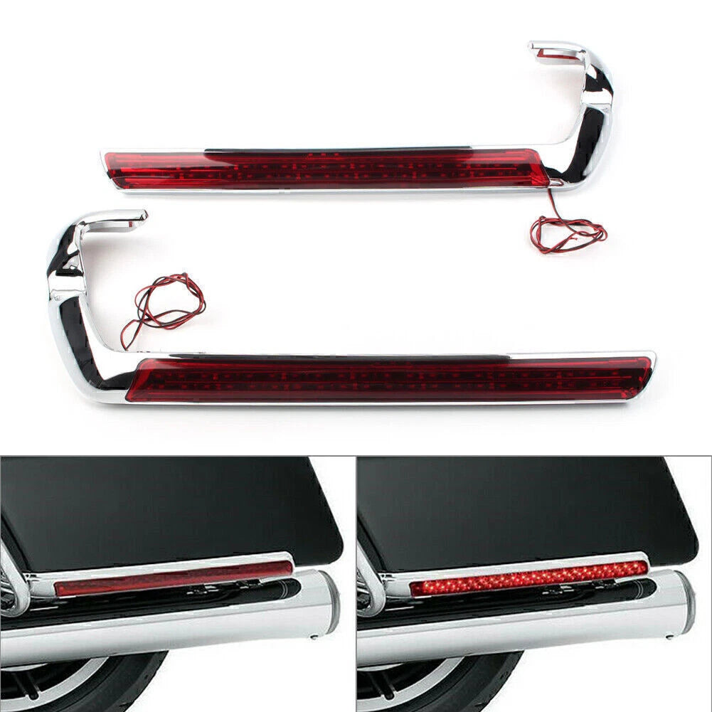 2X Chrome Saddlebag LED Side Marker Light Red Lens for Harley Touring (2014–2020)
