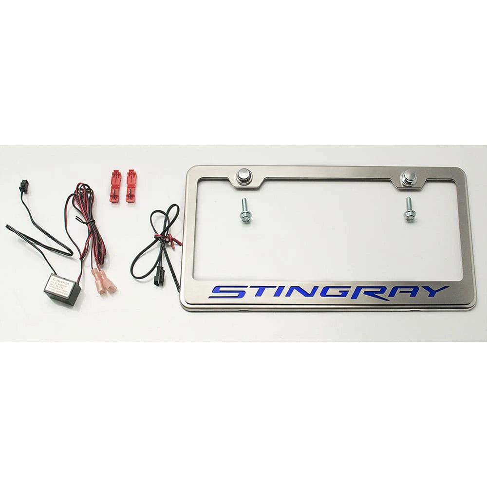 License Plate Frame Polished with Green LED for 2014–2017 Chevy
