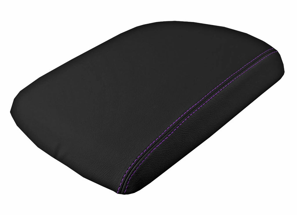 Leather Console Lid Armrest Cover for Dodge Ram (2009–2016) Purple Stitch