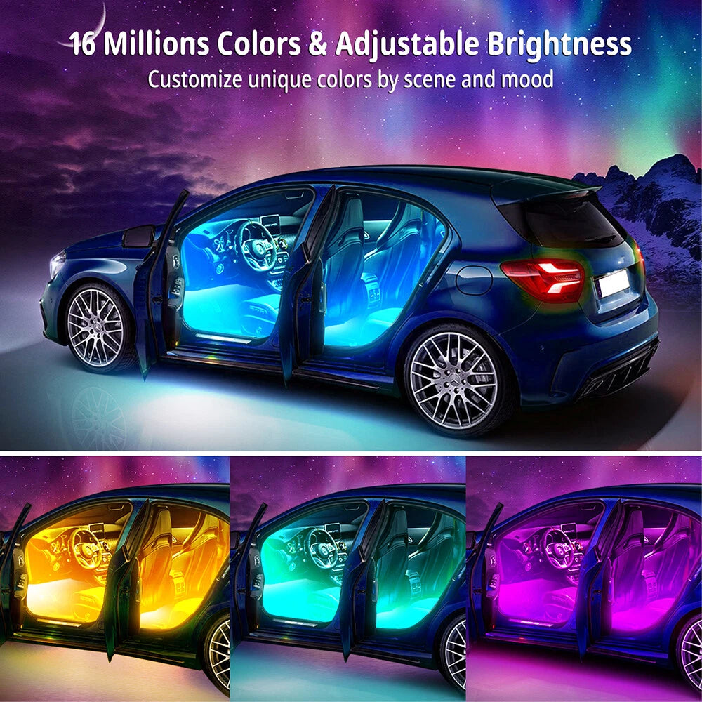 RGB LED Strip Lights for Car Interior Floor Decor (72 LEDs)