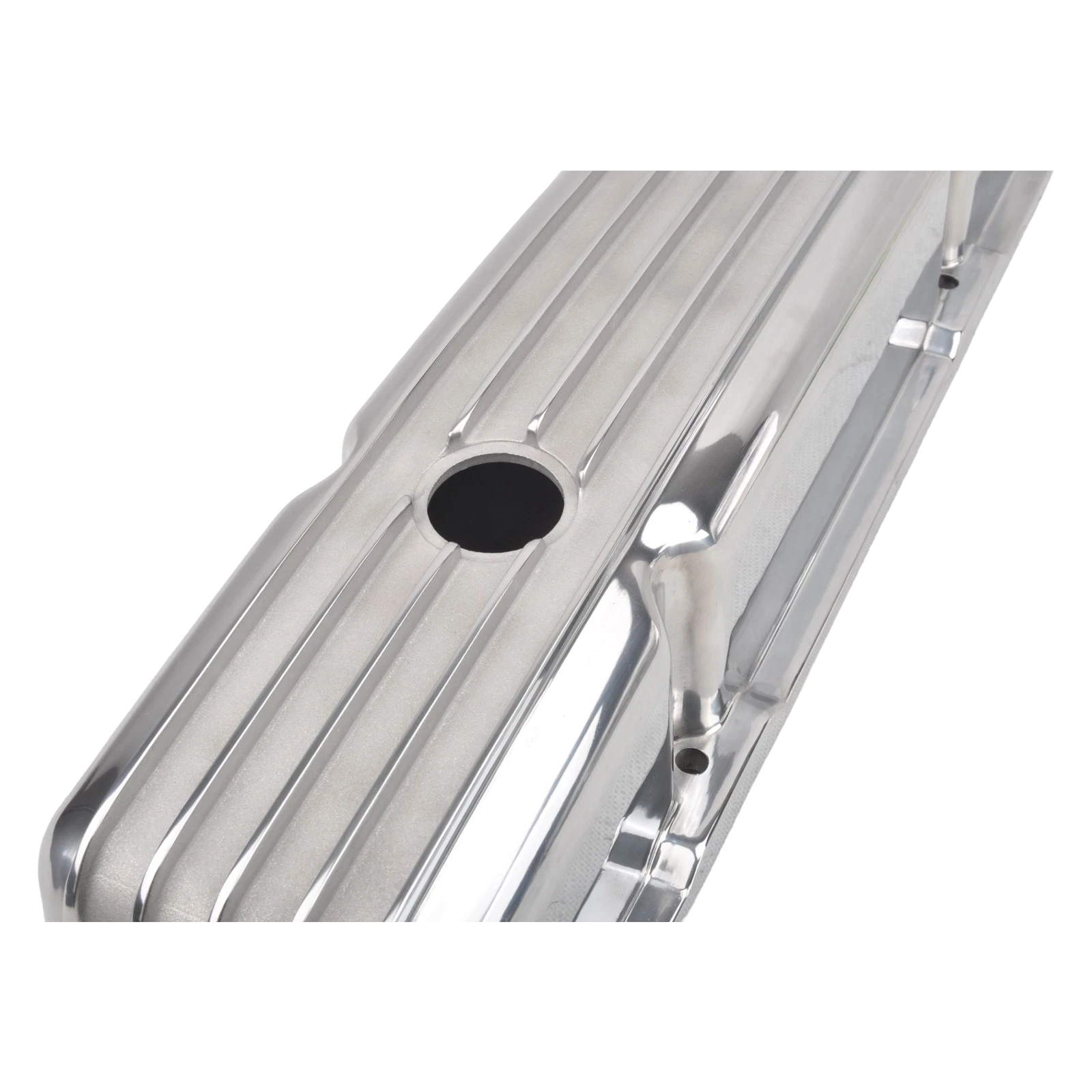 Retro Finned Polished Aluminum Short Valve Covers for SBC Chevy 350 400 (1958–1986)