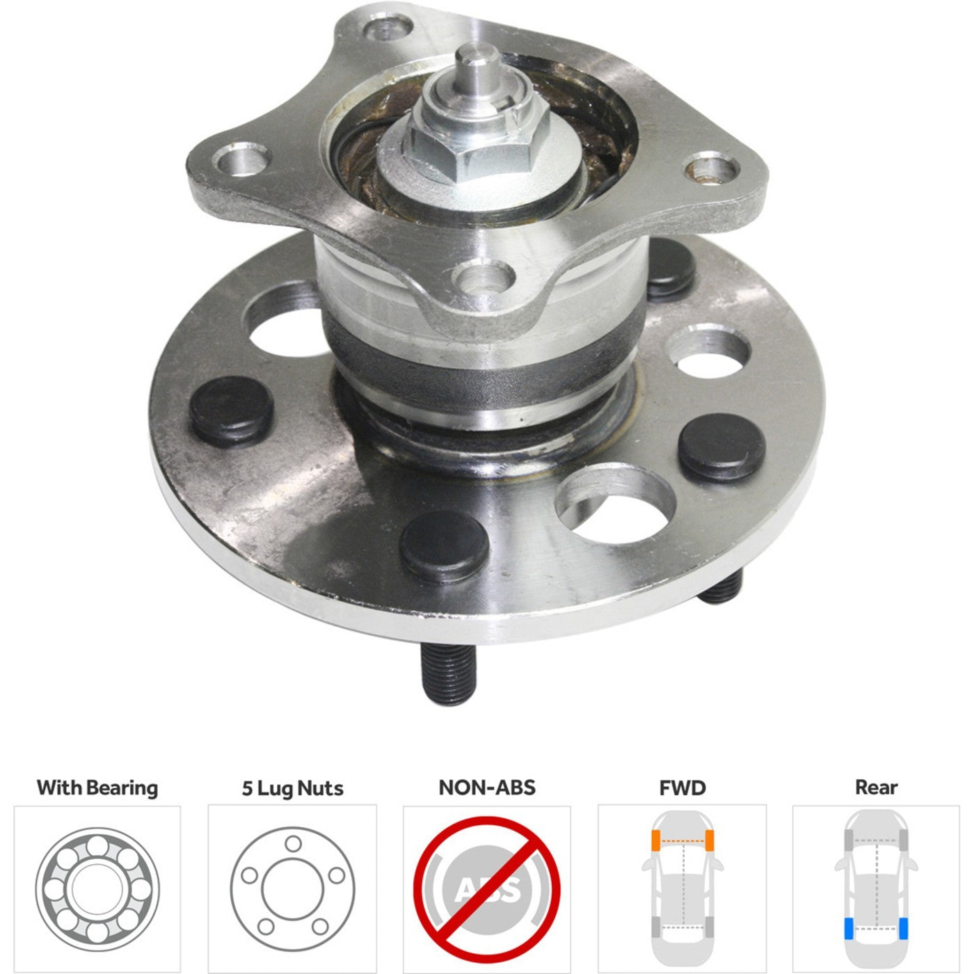 Set of 2 Wheel Hubs for Toyota Solara (1999–2003) Rear 5 Lug with Bearing