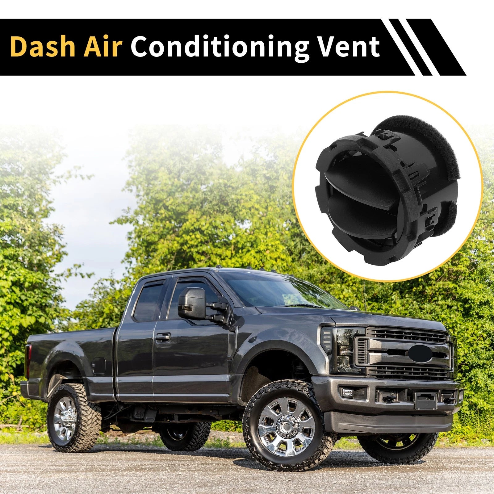 Dash AC Heater Air Vent for Ford F-250 F-350 F-450 (2011–2016) A/C Outlet Black