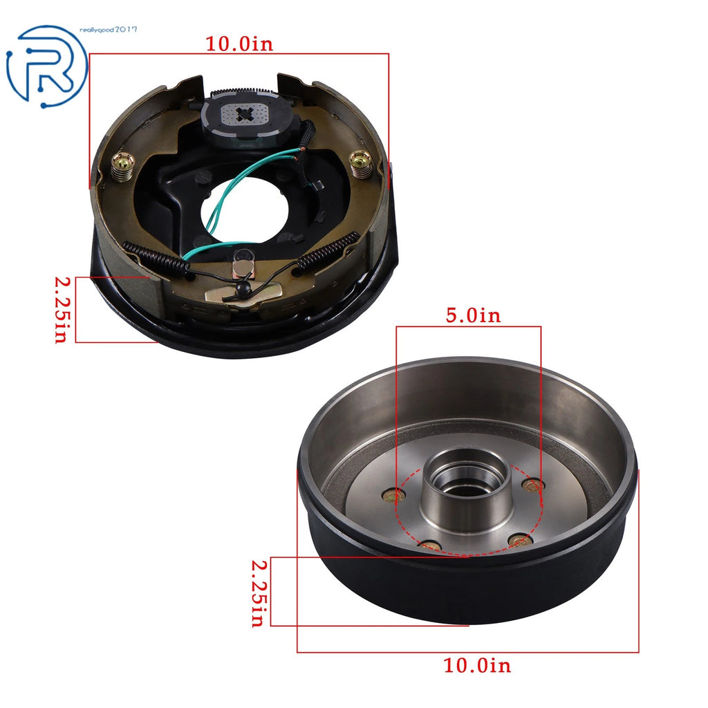 Trailer Hub Drum Kit 5 Lug 5" & Electric Brakes for 3500 lbs Axle (10"x2-1/4")