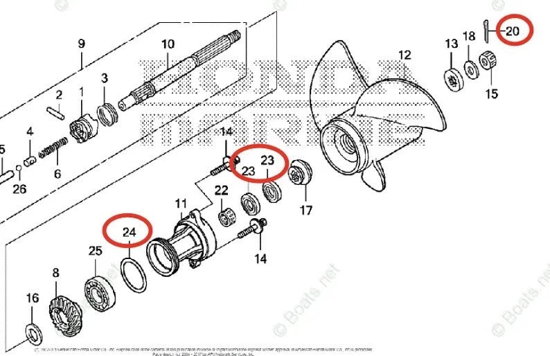 Lower Unit Seal Kit for Honda 40HP 50HP BF50D (91252-ZW4-003, 91351-ZZ5-003)