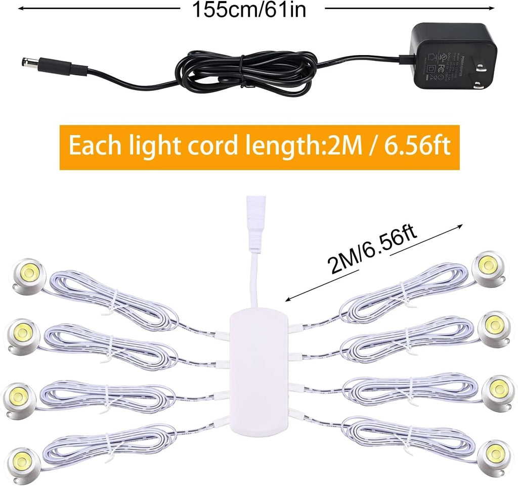 8X Dimmable LED Mini Spotlight for Jewelry Showcase Display (3000K)