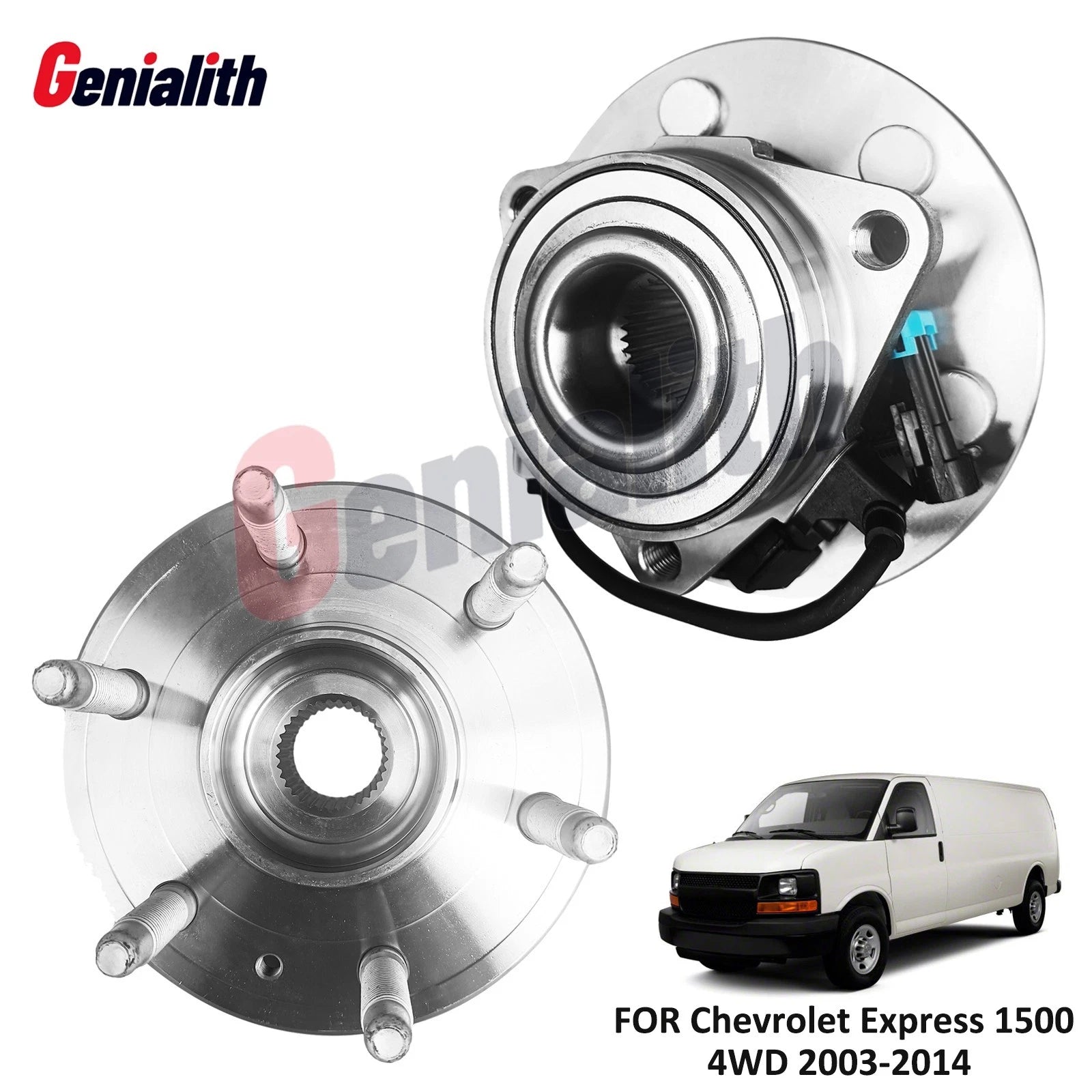 Pair 4WD Front Wheel Bearing Hub Assembly 6 Lug for Chevrolet Express 1500 2500 (1996–2023)