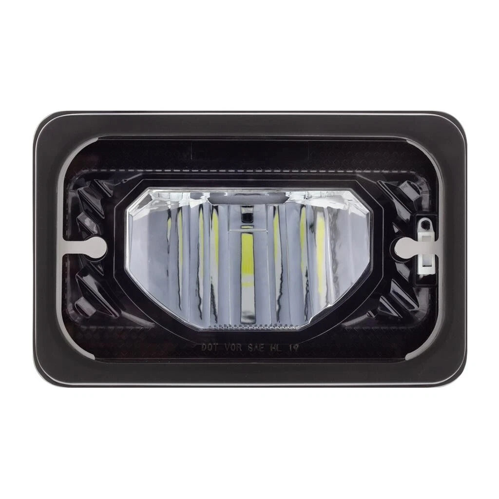 Heated LED Low Beam Headlights for ULTRALIT 4x6 Black Glass Lens Pair (—)