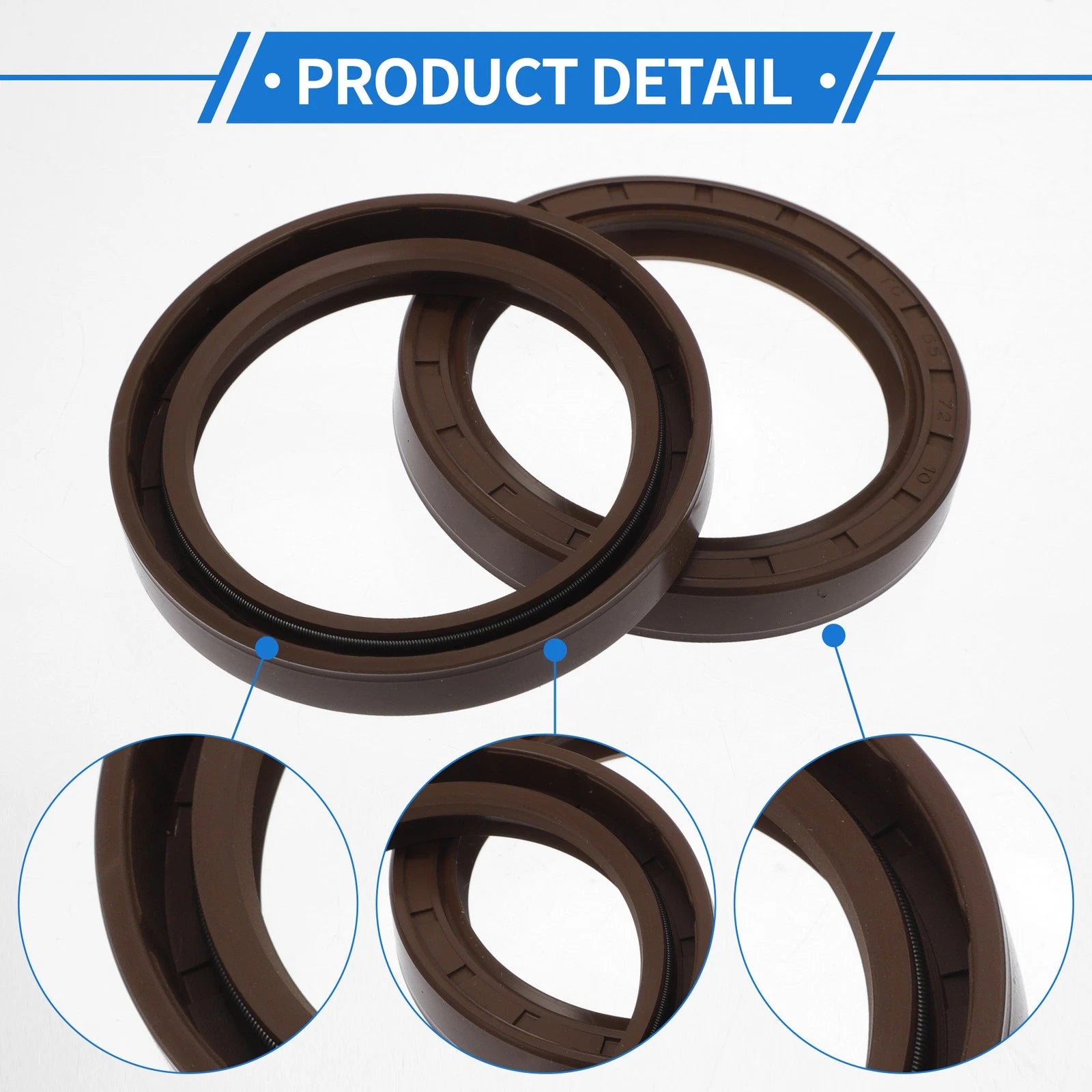 2X Oil Seal Rotary Shaft Seal FKM Rubber 55x72x10mm for Various Models
