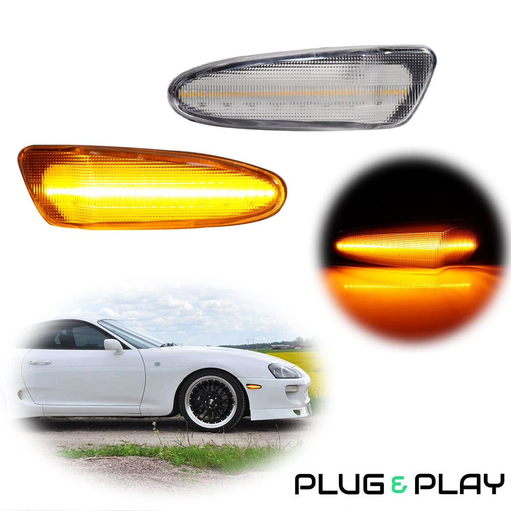 Clear Lens Amber LED Front Fender Side Marker Lights for Toyota Celica (2000–2005)