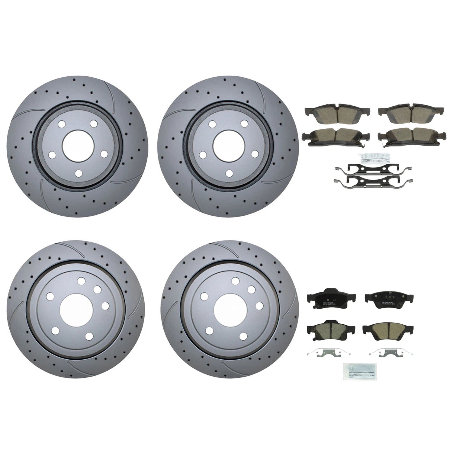 Front & Rear Brake Kit with Drilled Disc Rotors & Bosch Ceramic Pads for Dodge Jeep