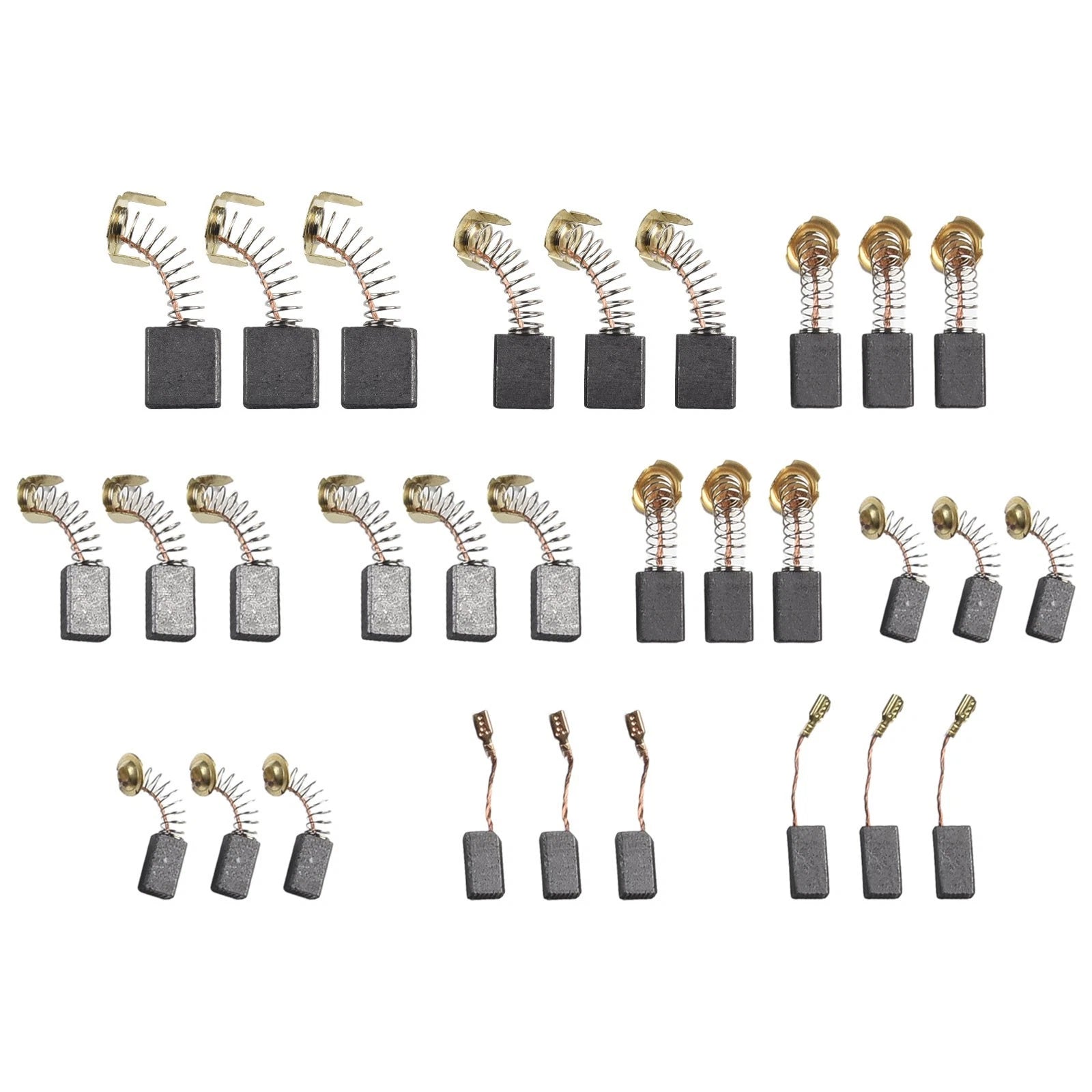Set of 30 Carbon Brushes for Electric Motors (10 Sizes)