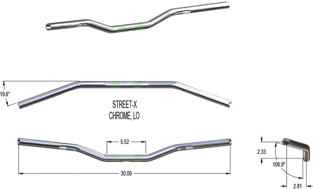 Street-X Handlebars for Harley Davidson (Chrome, 300902)