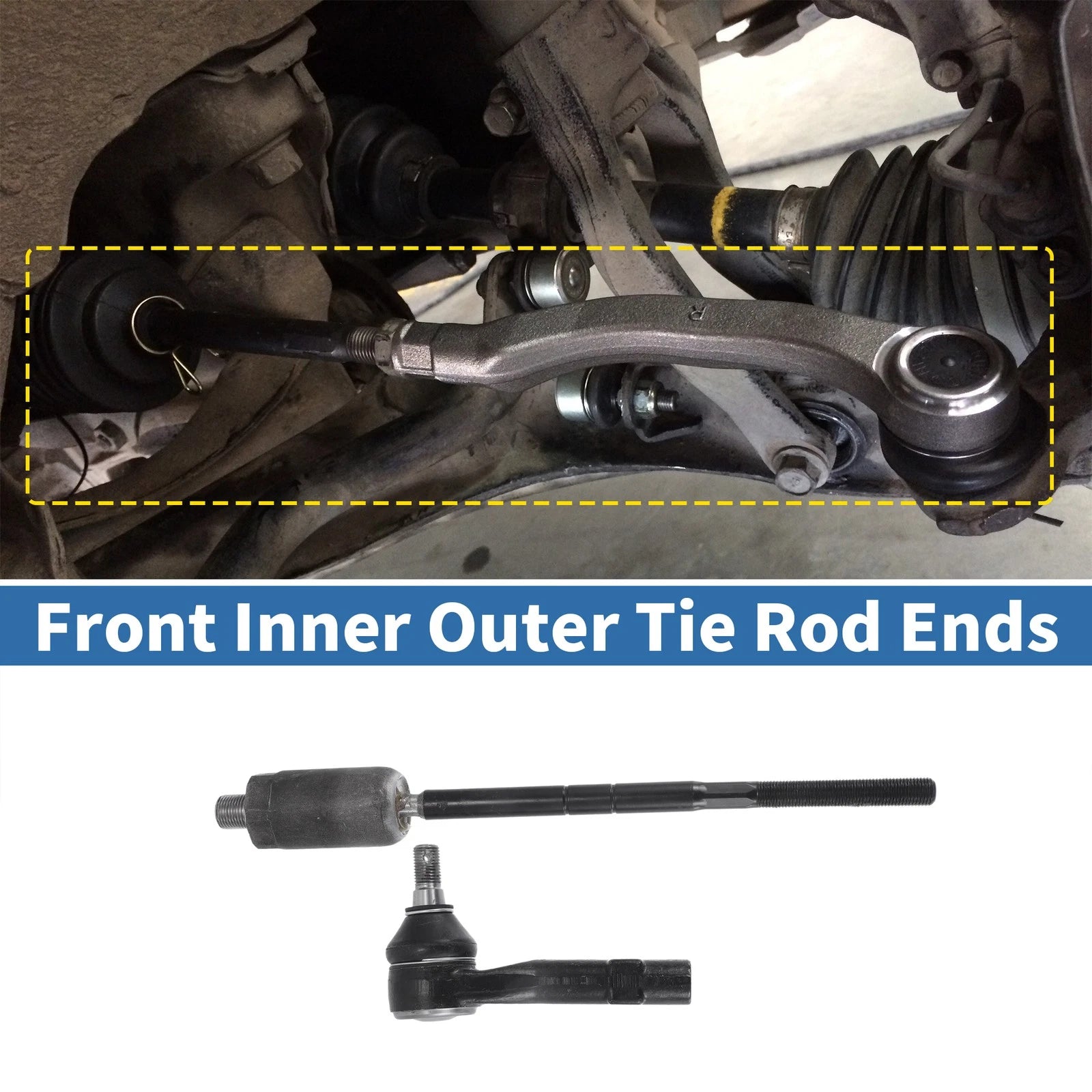 Set of 4 Front Inner Outer Tie Rod End Links for Ford Explorer (2002–2003)