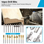 Set of 10 3mm Titanium Mini HSS Router Bits for Electric Tools