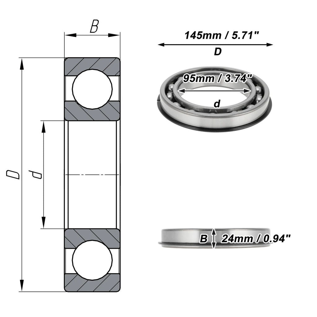 Deep Groove Ball Bearing P5 for Scooter Skateboard Wheel (6019NR)