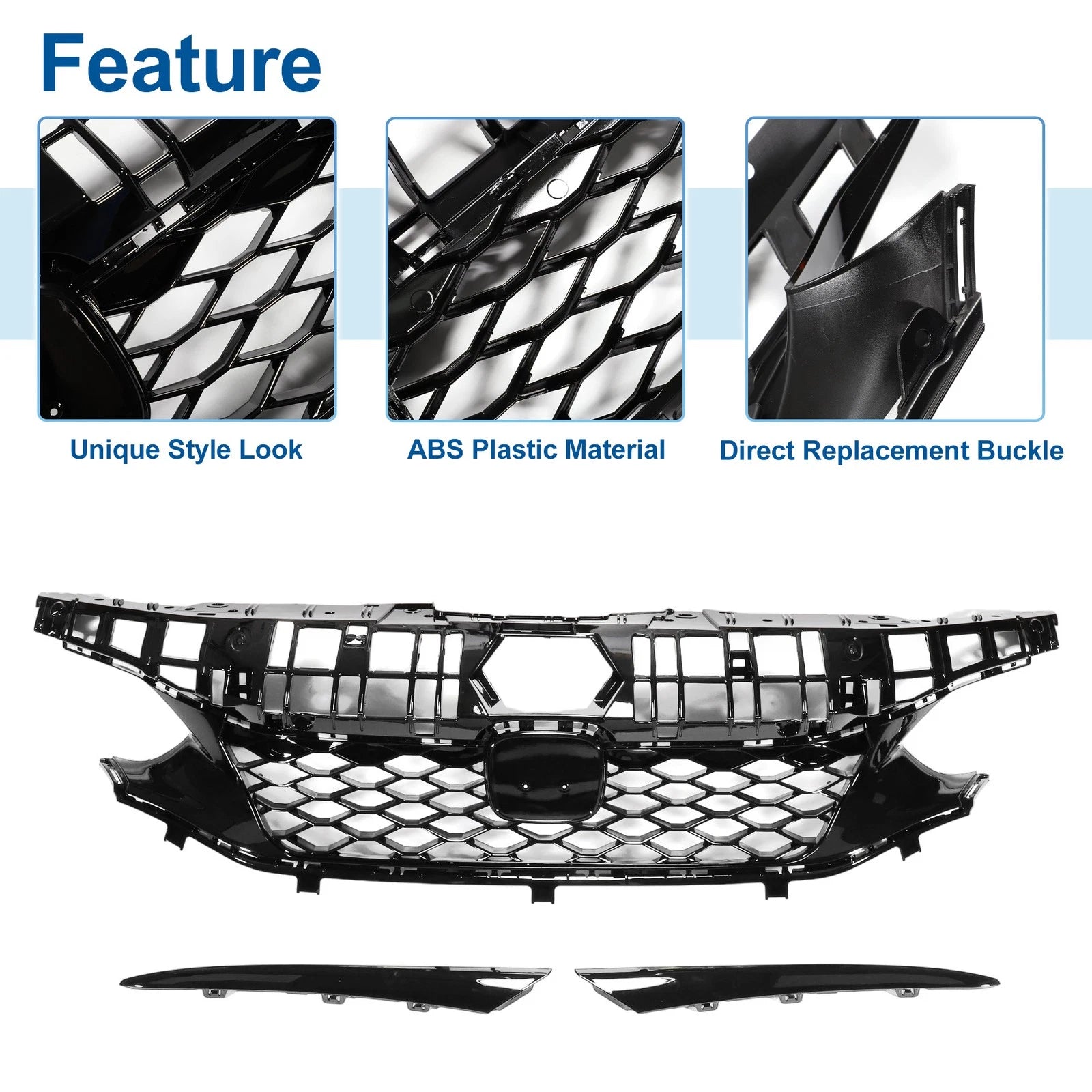 Front Upper Hood Bumper Grille for Honda Civic (2022–2024) Type-R Style