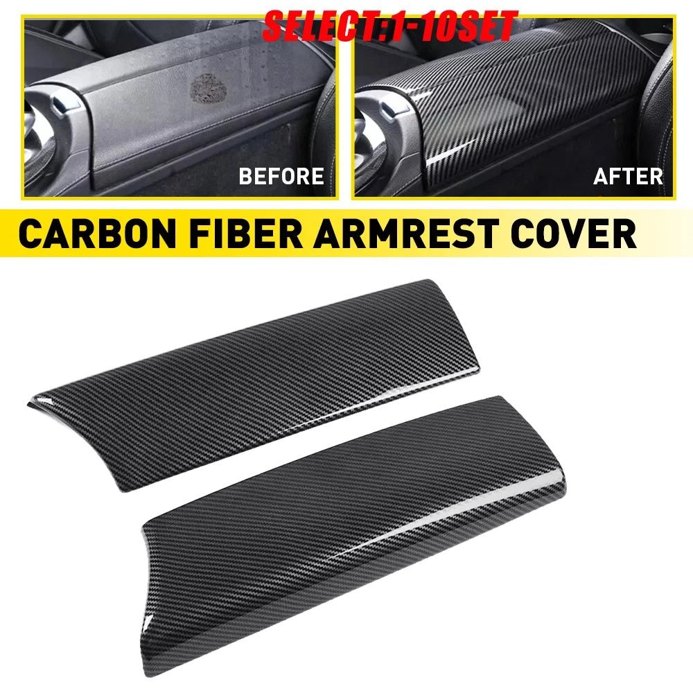 ABS Carbon Fiber Armrest Storage Box Cover for Mercedes C GLC E Class (2015–2020)