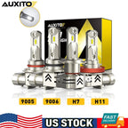 Set of 4 AUXITO H11 H8 9006 9005 H4 9003 LED Headlight Bulbs 30000LM