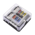 6-Way Blade Fuse Box Block Holder with LED Indicator for Marine RVs Boats