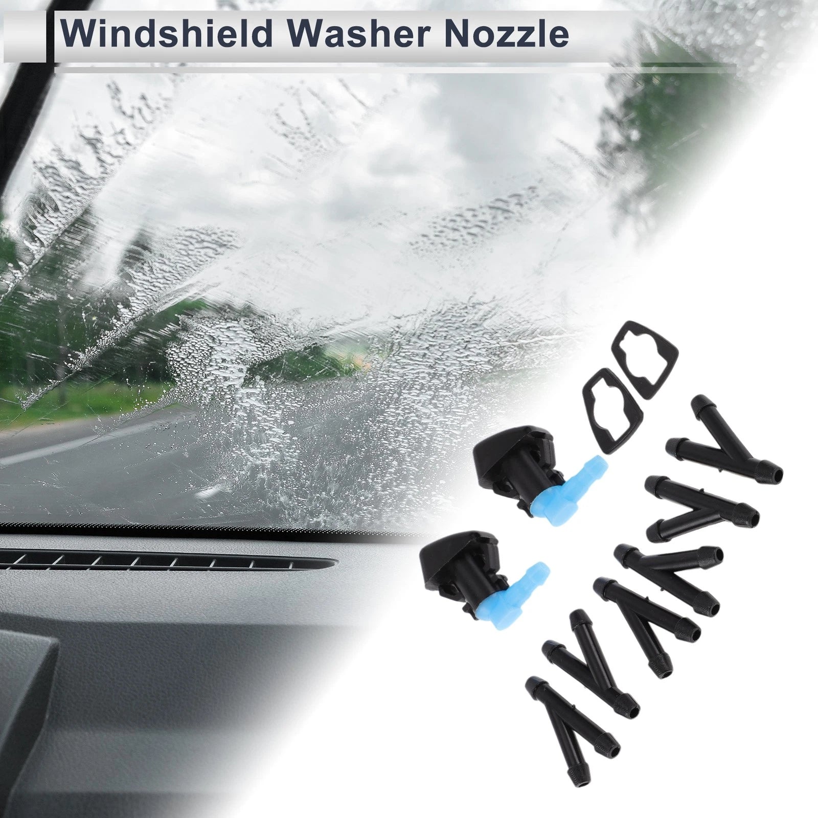 Windshield Washer Nozzle Set of 6 w/ Hose Connector for Dodge No. 68081370AB