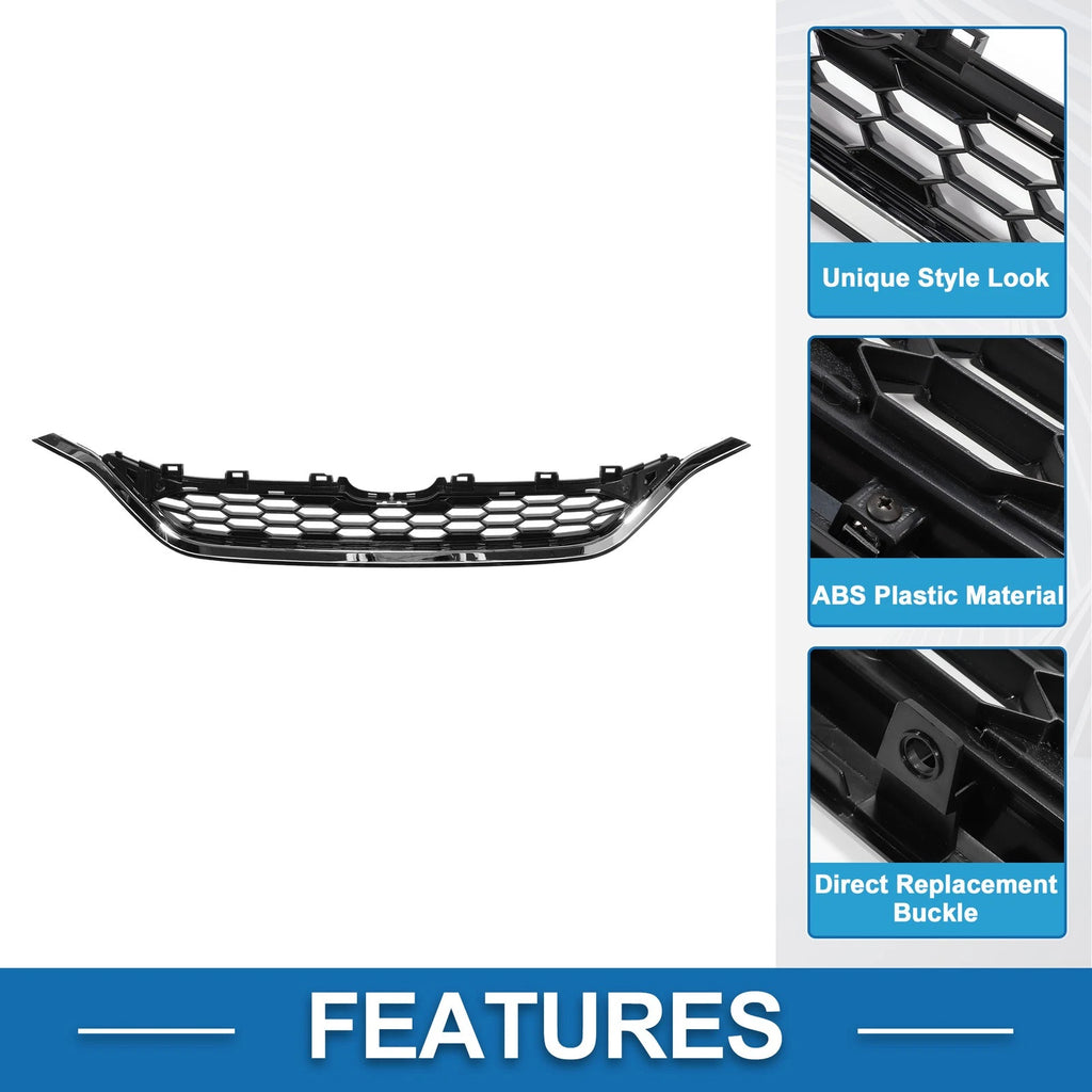 Front Hood Bumper Grille for Honda CR-V (2015) Chrome Silver Black