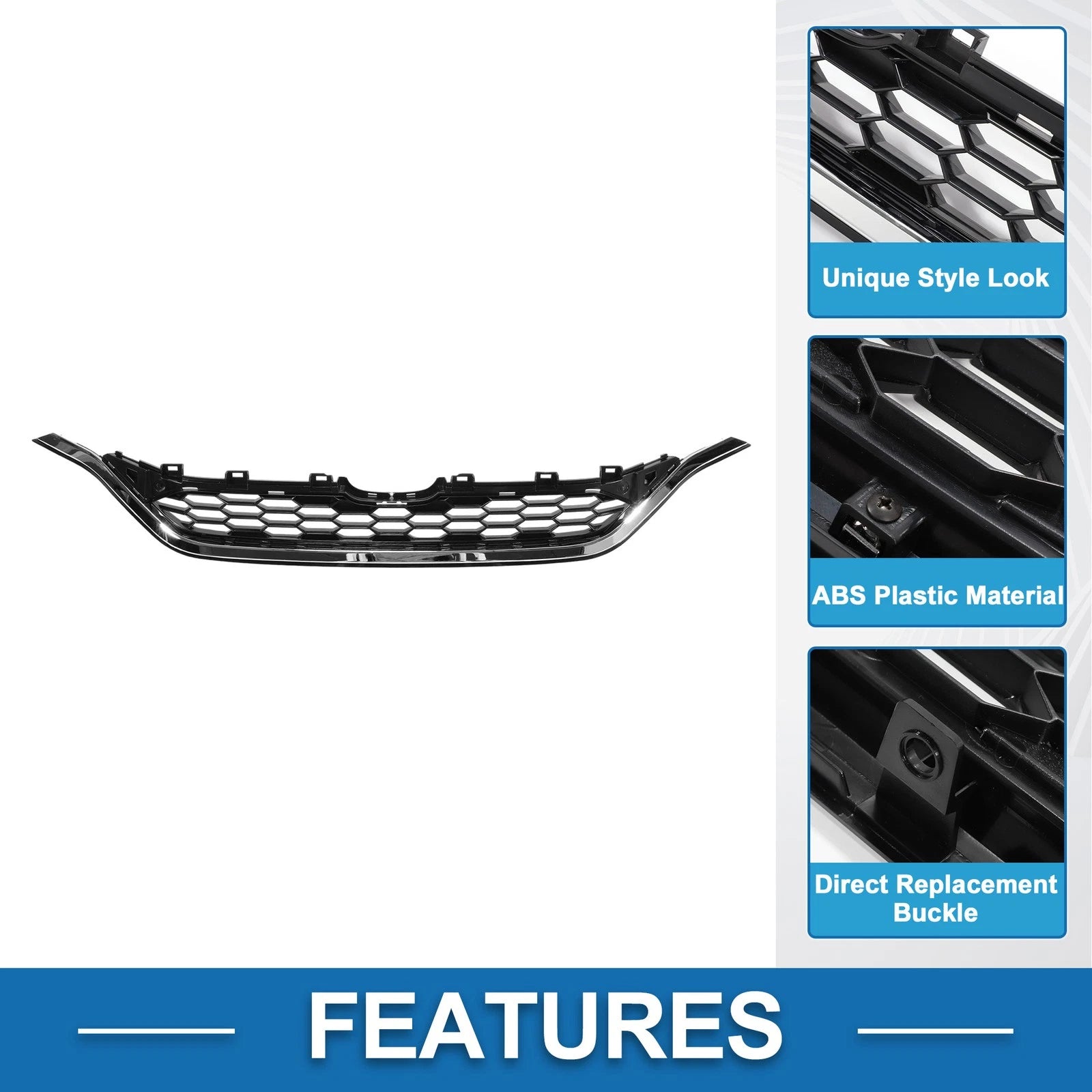 Front Hood Bumper Grille for Honda CR-V (2015) Chrome Silver Black