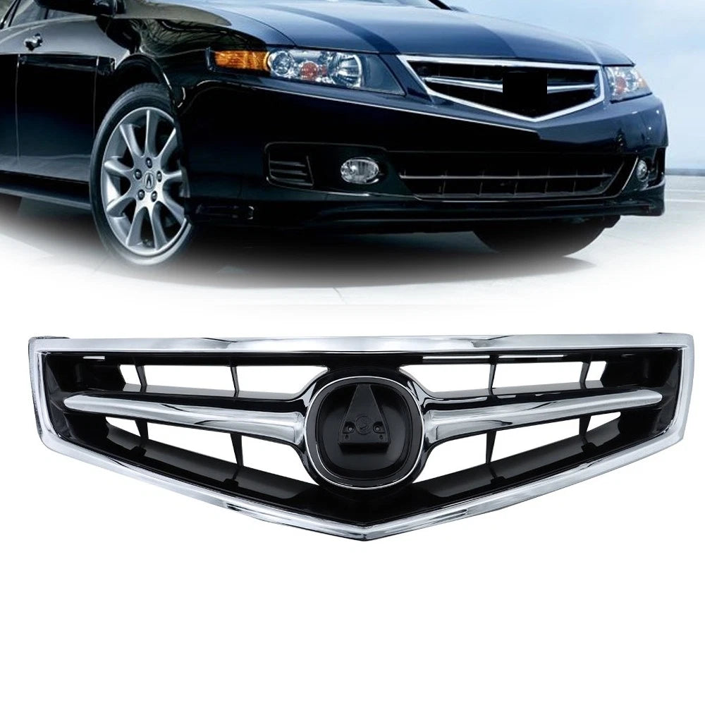 Chrome and Black Front Upper Trim Grille for Acura TSX (2006–2008)