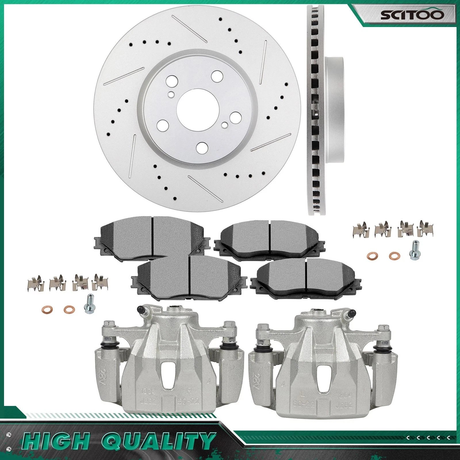 Front Brake Calipers Disc Rotors Ceramic Pad for Toyota Corolla (2009–2019)