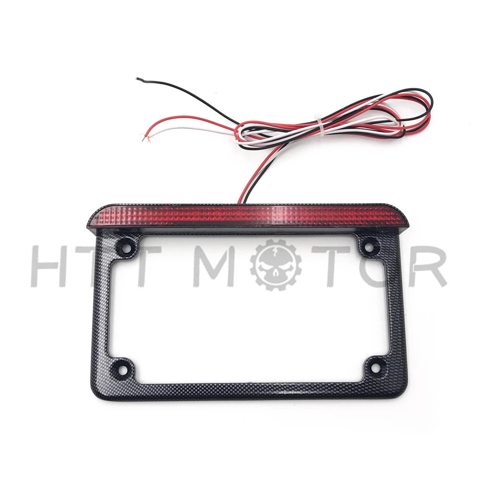 7"x4" License Plate Frame with 6" LED for Honda/Suzuki/Yamaha/Kawasaki/Harley