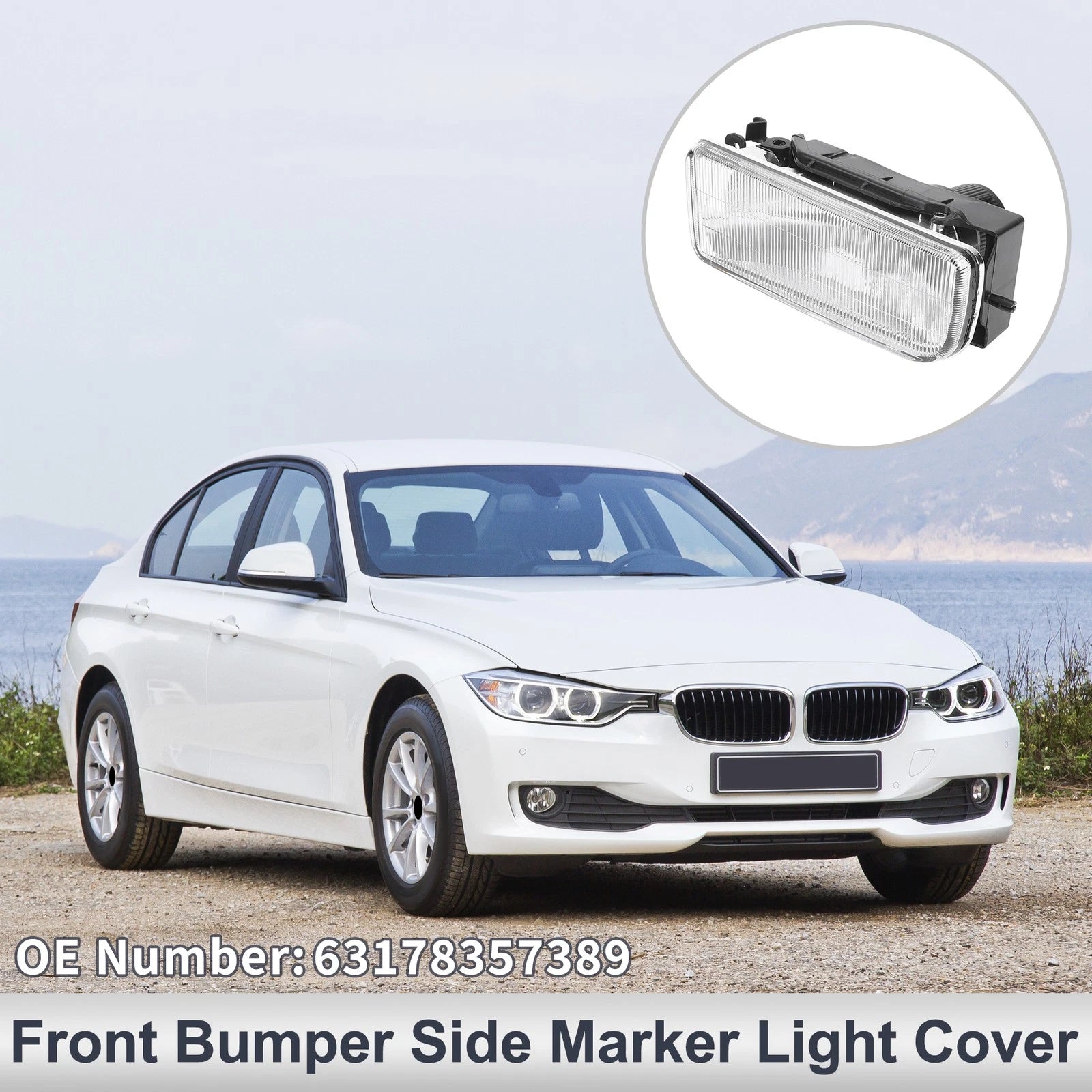 1 Pc Left Front Bumper Side Marker Light Cover for BMW 3 (No.63178357389)