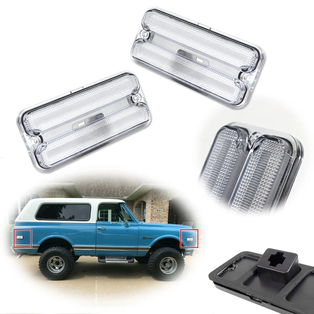 Clear Euro Style Side Marker Lights for Chevy GMC Truck (1968–1972)