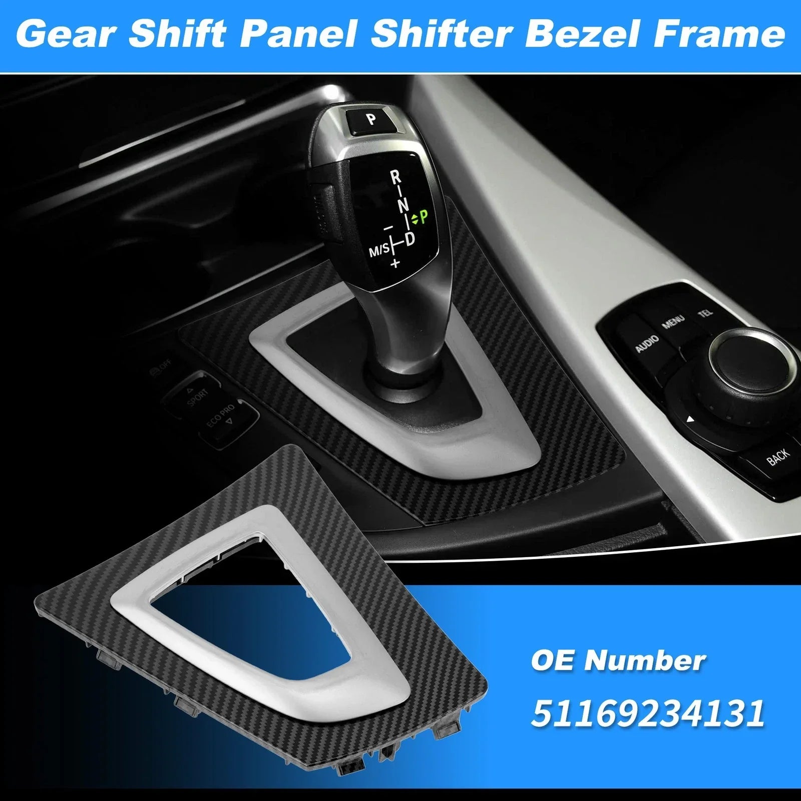 Carbon Fiber Pattern Gear Shift Panel Bezel Frame for BMW F30 F31 F32 F33 F34 (2012-2019)