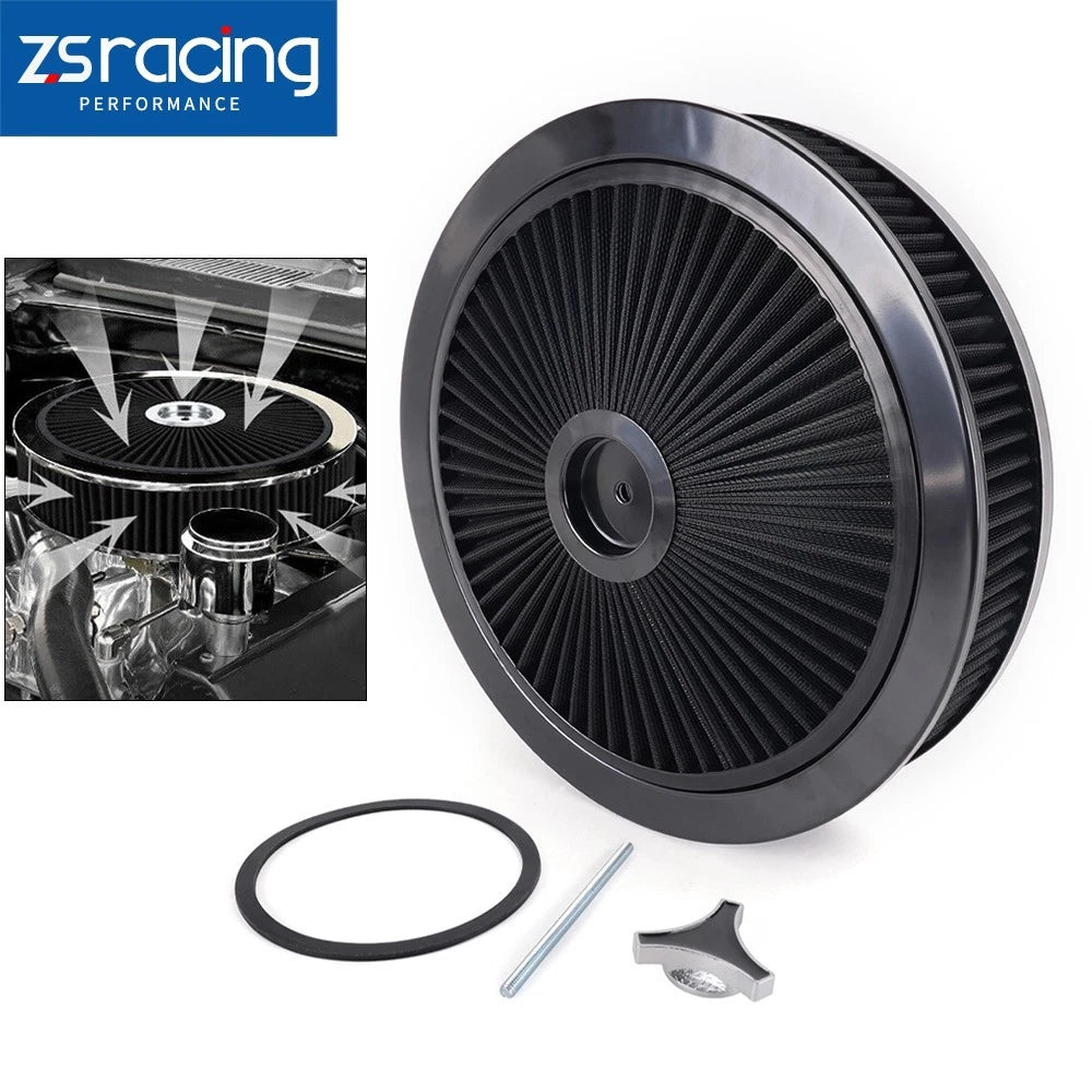 14" x 3" Round Washable Air Cleaner with Chrome Lid for SBC BBC