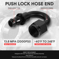 8AN to 1/2" Barb T6061 180° Push Lock Hose End Fittings (Universal)