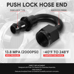 8AN to 1/2" Barb T6061 180° Push Lock Hose End Fittings (Universal)