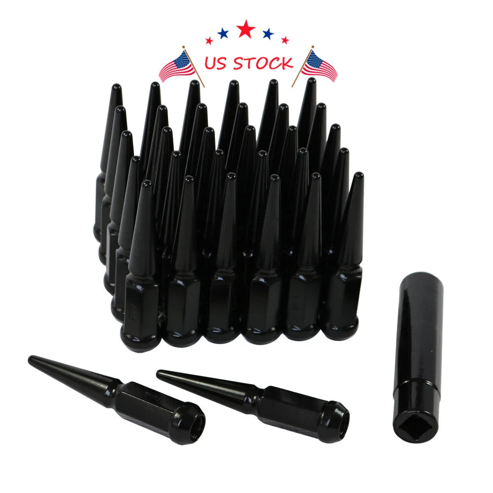 Set of 32 Black Spike Lug Nuts for Ford F250 F350 Dodge Ram 2500 3500