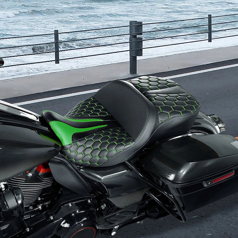 Gel Seat for Harley Road Glide King (2009–2023) - Black Green
