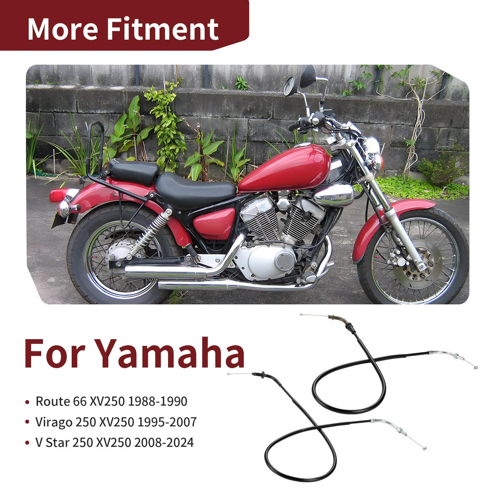 Throttle Cable Set of 2 for Yamaha Virago 250 XV250 (1995–2007) 2UJ-26311-10-00
